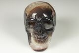 Polished Banded Agate Skull with Quartz Crystal Pocket #190490-1